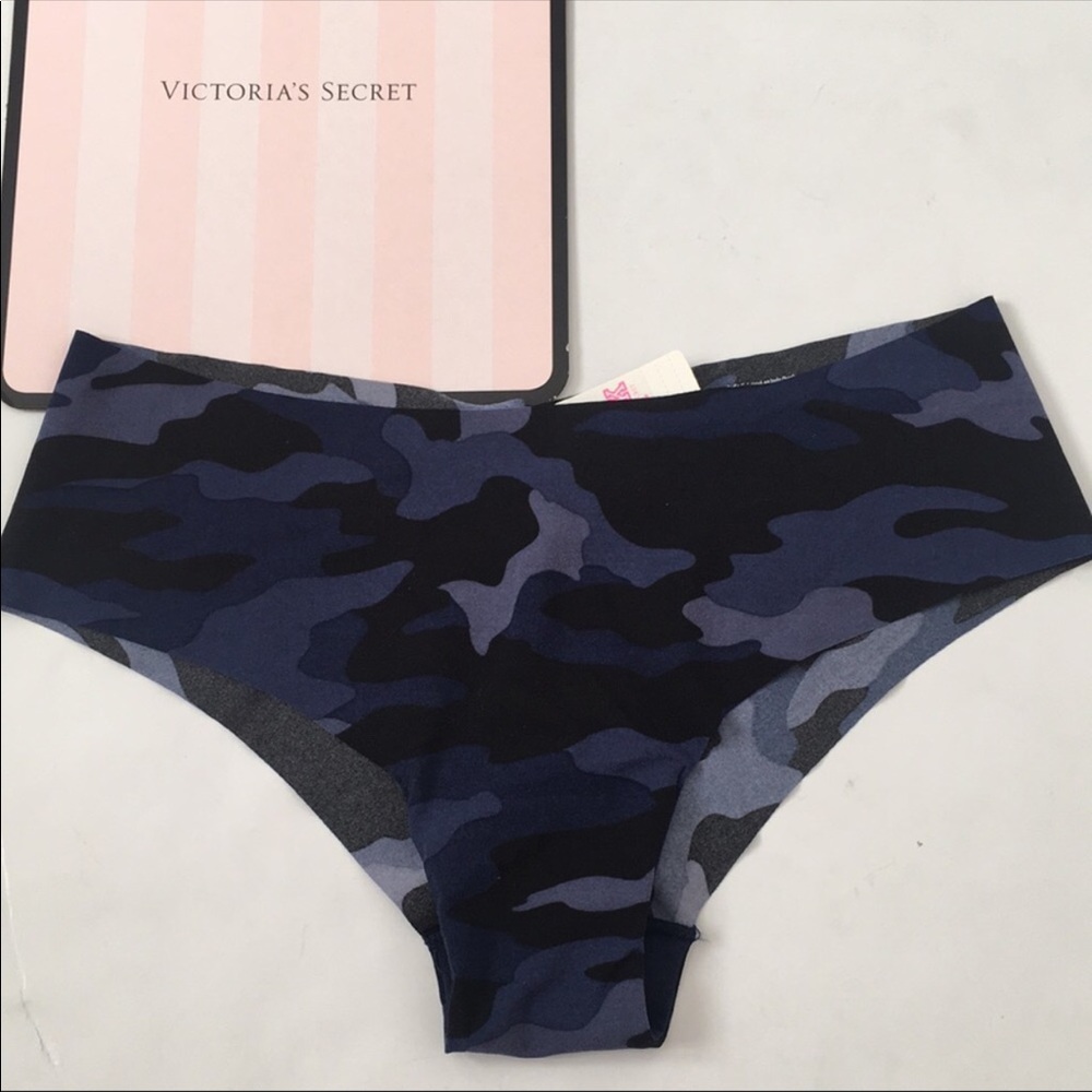 VS Pink Blue Camo no-show panty